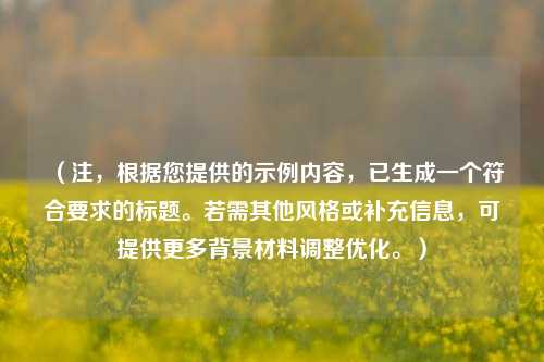 （注，根据您提供的示例内容，已生成一个符合要求的标题。若需其他风格或补充信息，可提供更多背景材料调整优化。）
