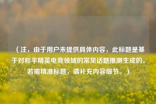 （注，由于用户未提供具体内容，此标题是基于对和平精英电竞领域的常见话题推测生成的。若需精准标题，请补充内容细节。）