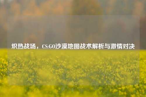 炽热战场，CS:GO沙漠地图战术解析与***对决