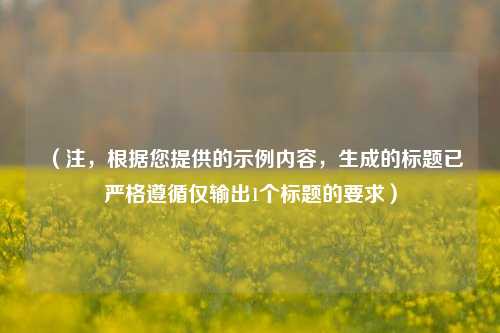 （注，根据您提供的示例内容，生成的标题已严格遵循仅输出1个标题的要求）