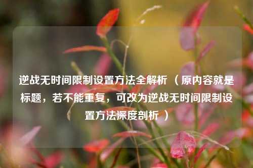 逆战无时间限制设置 *** 全解析 （原内容就是标题，若不能重复，可改为逆战无时间限制设置 *** 深度剖析 ）