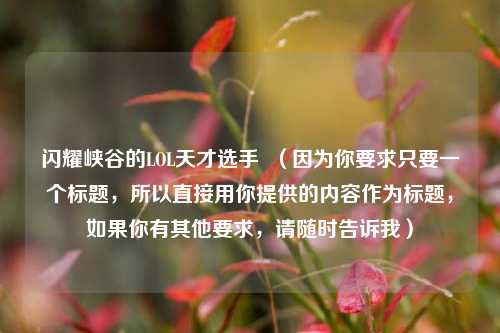 闪耀峡谷的LOL天才选手 (因为你要求只要一个标题,所以直接用你提供的内容作为标题,如果你有其他要求,请随时告诉我)