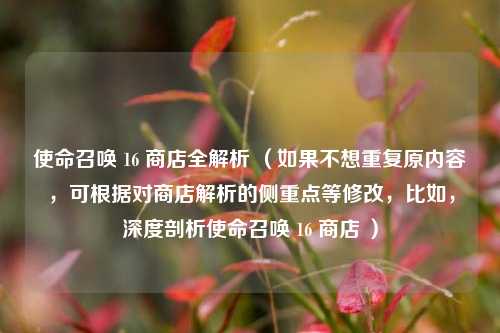 使命召唤 16 商店全解析 （如果不想重复原内容，可根据对商店解析的侧重点等修改，比如，深度剖析使命召唤 16 商店 ）