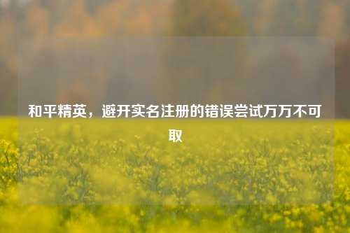 和平精英，避开实名注册的错误尝试万万不可取