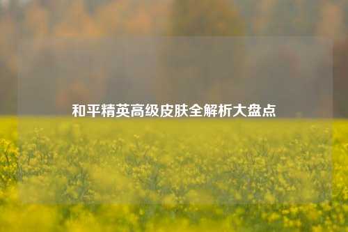 和平精英高级皮肤全解析大盘点