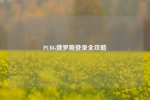 PUBG俄罗斯登录全攻略