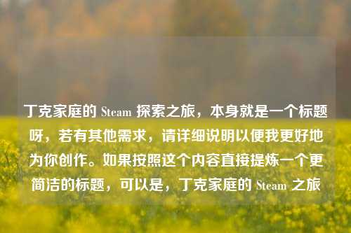 丁克家庭的 Steam 探索之旅，本身就是一个标题呀，若有其他需求，请详细说明以便我更好地为你创作。如果按照这个内容直接提炼一个更简洁的标题，可以是，丁克家庭的 Steam 之旅