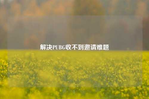 解决PUBG收不到邀请难题