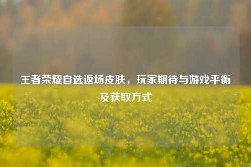 王者荣耀自选返场皮肤，玩家期待与游戏平衡及获取方式