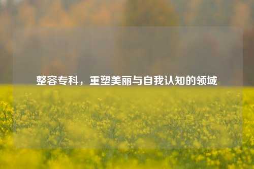 整容专科,重塑美丽与自我认知的领域