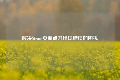 解决Steam页面点开出现错误的困扰