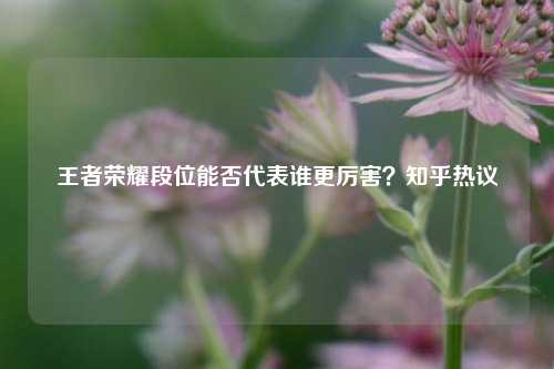 王者荣耀段位能否代表谁更厉害?知乎热议