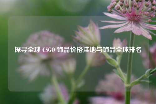 探寻全球 CSGO 饰品价格洼地与饰品全球排名