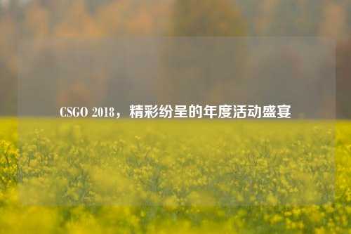 CSGO 2018,精彩纷呈的年度活动盛宴