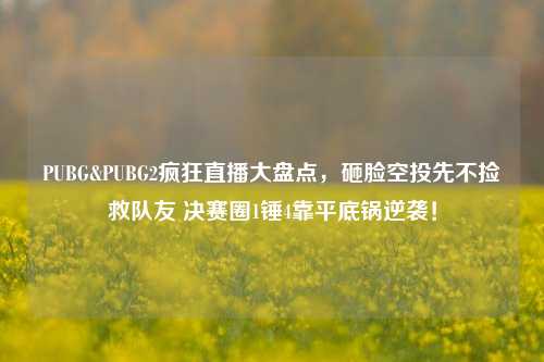 PUBG&PUBG2疯狂直播大盘点,砸脸空投先不捡救队友 决赛圈1锤4靠平底锅逆袭!