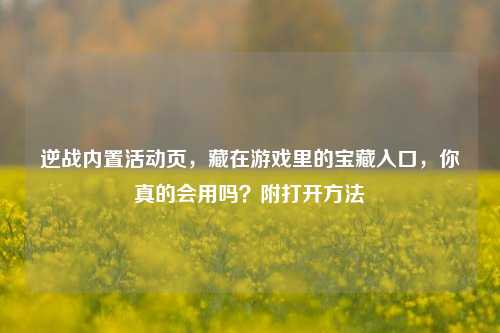逆战内置活动页，藏在游戏里的宝藏入口，你真的会用吗？附打开 *** 