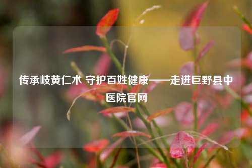 传承岐黄仁术 守护百姓健康——走进巨野县中医院官网
