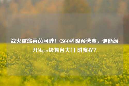 战火重燃莱茵河畔!CSGO科隆预选赛,谁能敲开Major级舞台大门 附赛程?
