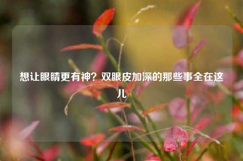 想让眼睛更有神？双眼皮加深的那些事全在这儿
