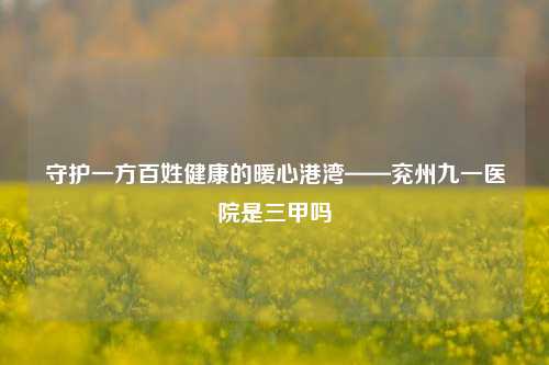 守护一方百姓健康的暖心港湾——兖州九一医院是三甲吗