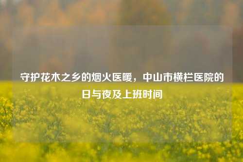 守护花木之乡的烟火医暖,中山市横栏医院的日与夜及上班时间