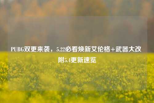 PUBG双更来袭,5.22必看焕新艾伦格+武器大改 附5.4更新速览