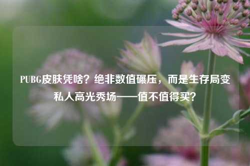 PUBG皮肤凭啥?绝非数值碾压,而是生存局变私人高光秀场——值不值得买?
