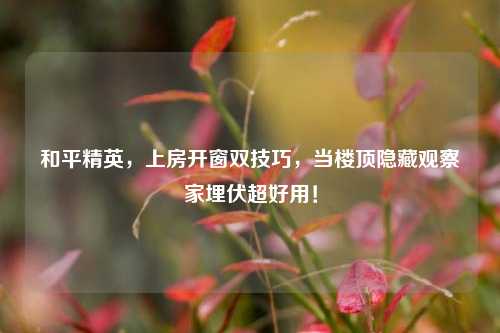 和平精英，上房开窗双技巧，当楼顶隐藏观察家埋伏超好用！