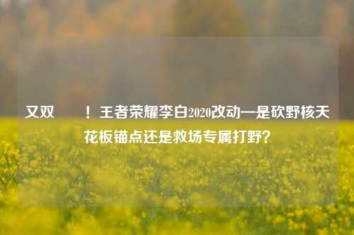 又双叒叕！王者荣耀李白2020改动—是砍野核天花板锚点还是救场专属打野？