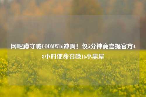 网吧蹲守喊CODMW16冲啊!仅5分钟竟喜提官方48小时使命召唤16小黑屋