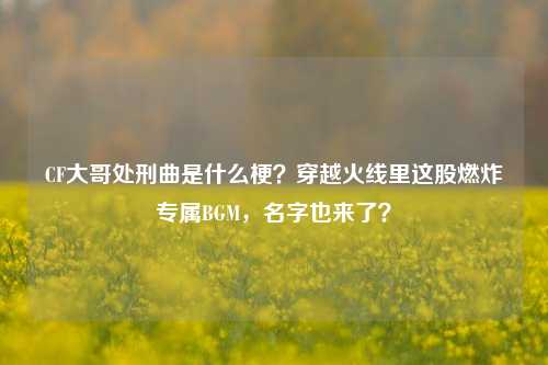 CF大哥处刑曲是什么梗?穿越火线里这股燃炸专属BGM,名字也来了?