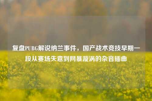 复盘PUBG解说纳兰事件,国产战术竞技早期一段从赛场失意到网暴漩涡的杂音插曲