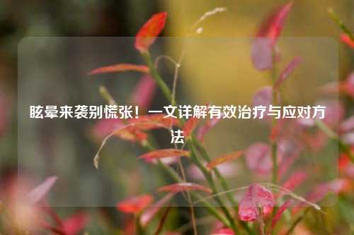 眩晕来袭别慌张！一文详解有效治疗与应对 *** 
