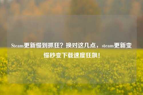 Steam更新慢到抓狂？换对这几点，steam更新变慢秒变***狂飙！