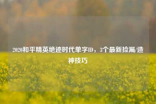 2020和平精英绝迹时代单字ID，3个最新捡漏/造神技巧