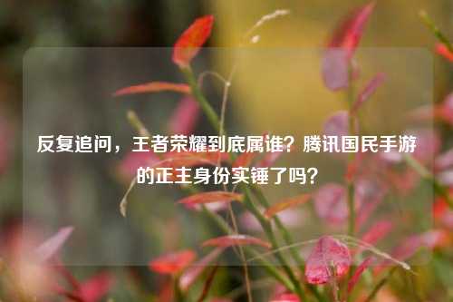 反复追问，王者荣耀到底属谁？腾讯国民手游的正主身份实锤了吗？