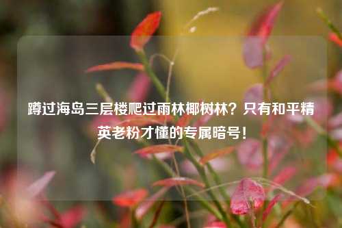 蹲过海岛三层楼爬过雨林椰树林？只有和平精英老粉才懂的专属暗号！