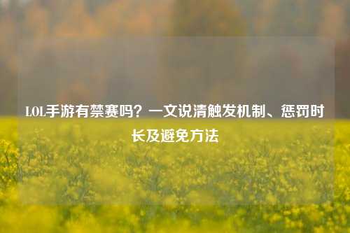 LOL手游有禁赛吗？一文说清触发机制、惩罚时长及避免 *** 
