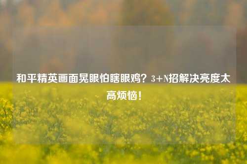 和平精英画面晃眼怕瞎眼鸡?3+N招解决亮度太高烦恼!
