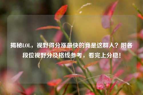 揭秘LOL，视野得分涨最快的竟是这群人？附各段位视野分及格线参考，看完上分稳！