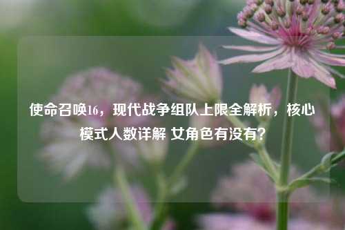 使命召唤16，现代战争组队上限全解析，核心模式人数详解 女角色有没有？