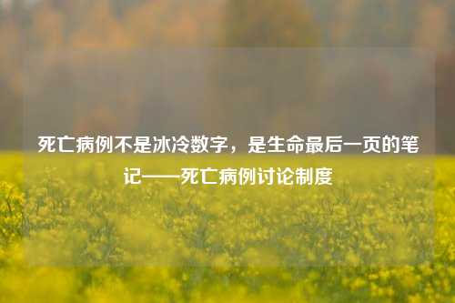 死亡病例不是冰冷数字,是生命最后一页的笔记——死亡病例讨论制度