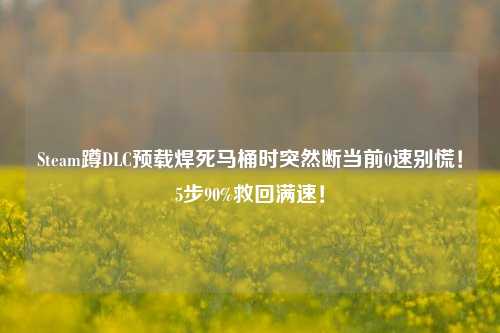 Steam蹲DLC预载焊死马桶时突然断当前0速别慌!5步90%救回满速!
