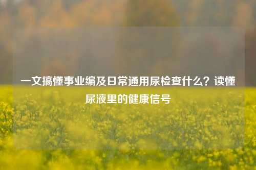 一文搞懂事业编及日常通用尿检查什么?读懂尿液里的健康信号
