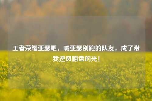 王者荣耀亚瑟吧,喊亚瑟别跑的队友,成了带我逆风翻盘的光!