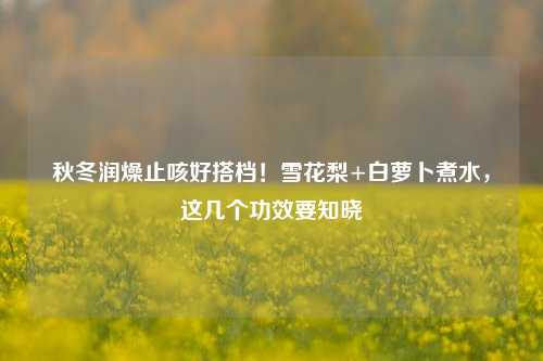 秋冬润燥止咳好搭档!雪花梨+白萝卜煮水,这几个功效要知晓
