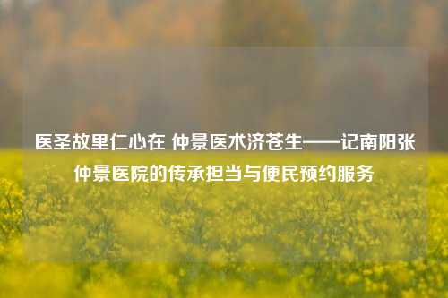 医圣故里仁心在 仲景医术济苍生——记南阳张仲景医院的传承担当与便民预约服务