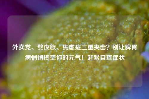 外卖党、熬夜族、焦虑症三重夹击?别让脾胃病悄悄掏空你的元气!赶紧自查症状