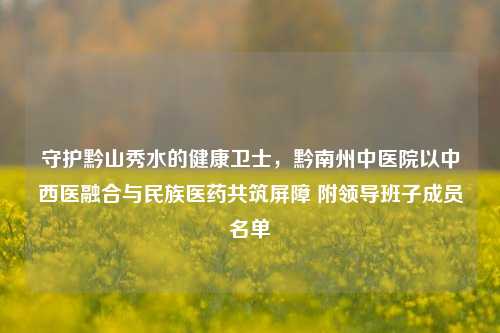 守护黔山秀水的健康卫士,黔南州中医院以中西医融合与民族医药共筑屏障 附领导班子成员名单