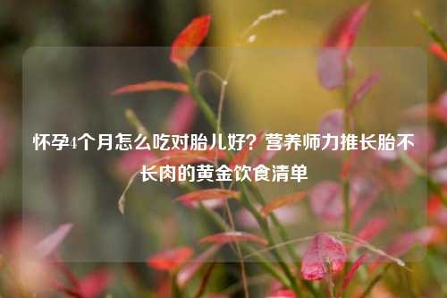 怀孕4个月怎么吃对胎儿好？营养师力推长胎不长肉的黄金饮食清单